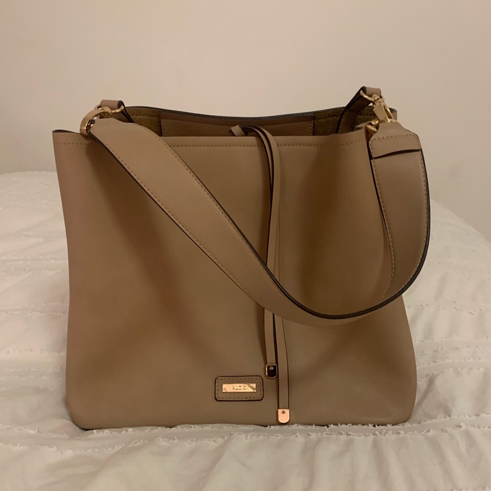 ALDO bucket tote bag with top handle and cross body strap